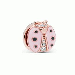 Pink Ladybug Silver Clip RDOA9964